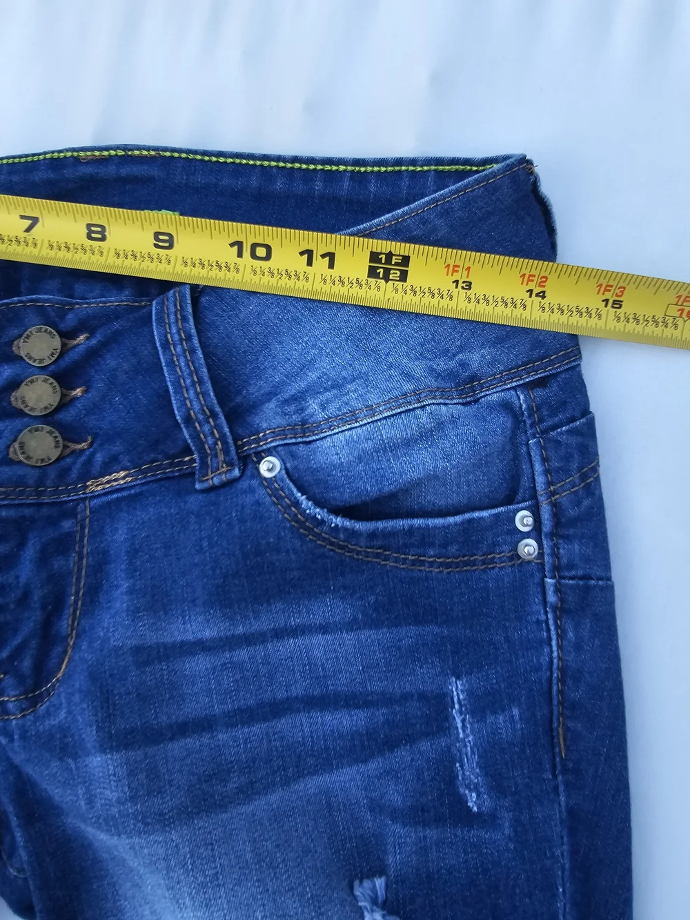 YMI Wanna Betta Butt? High Rise Distressed Denim Bermuda Shorts - Size 5